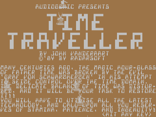 Time Traveller title screen for Commodore 64